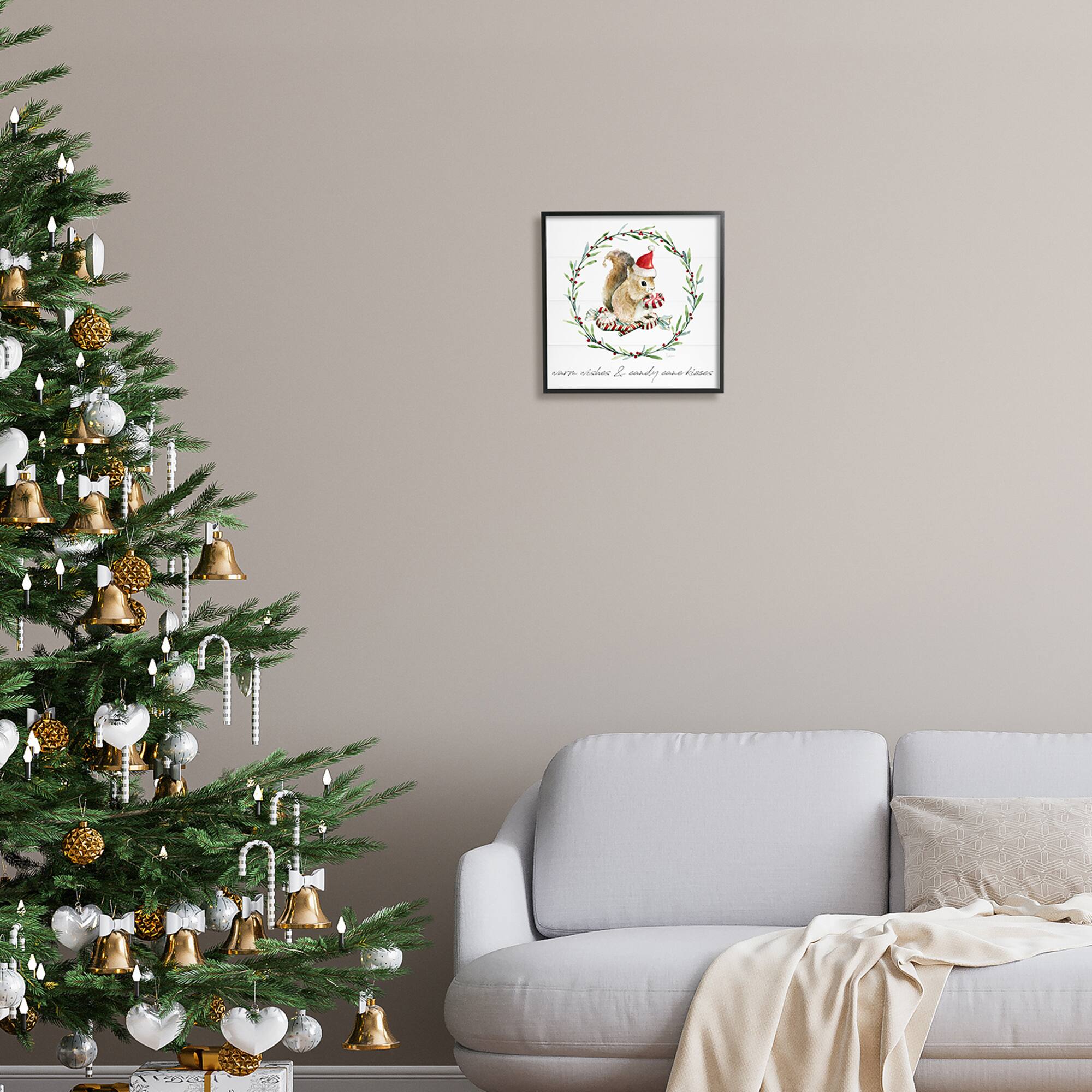 Stupell Industries Warm Wishes & Candy Kisses Phrase Framed Giclee Art